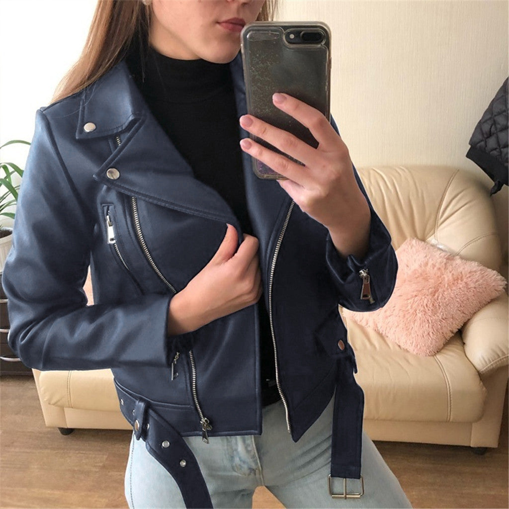 Women Vintage Faux Leather Jacket