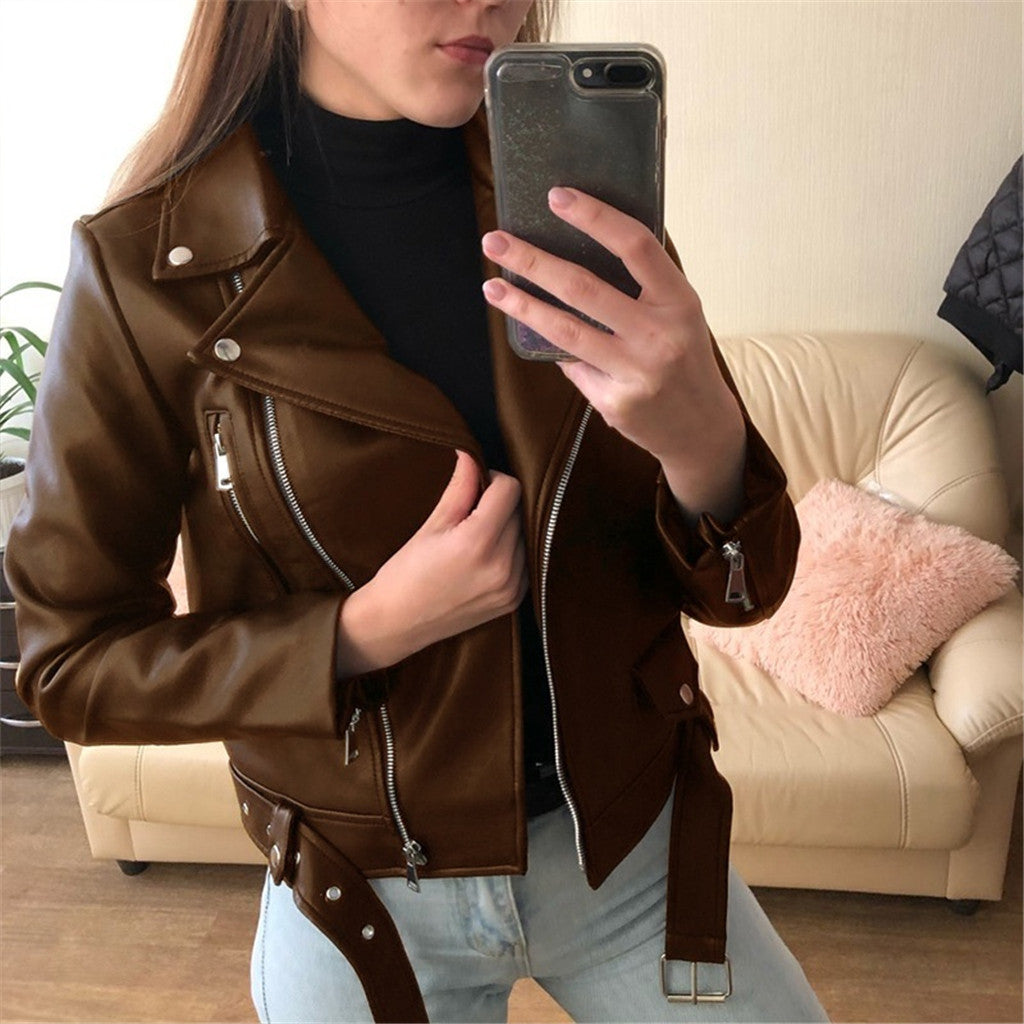 Women Vintage Faux Leather Jacket