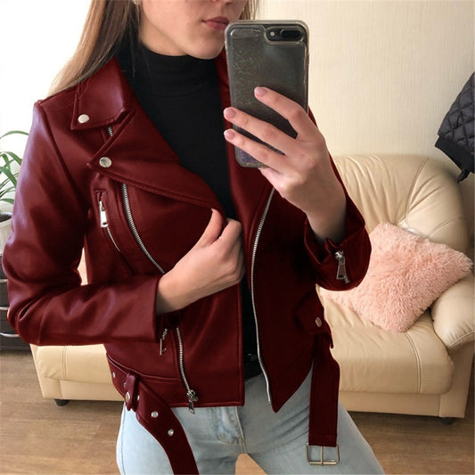 Women Vintage Faux Leather Jacket