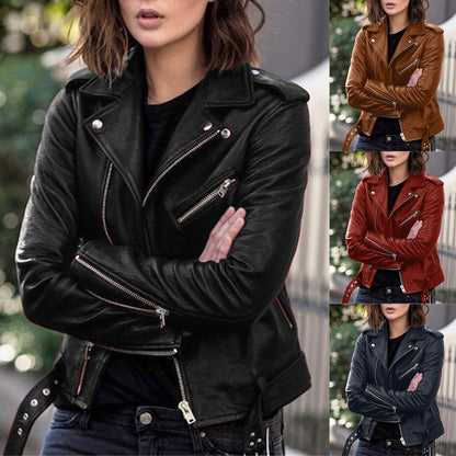 Women Vintage Faux Leather Jacket