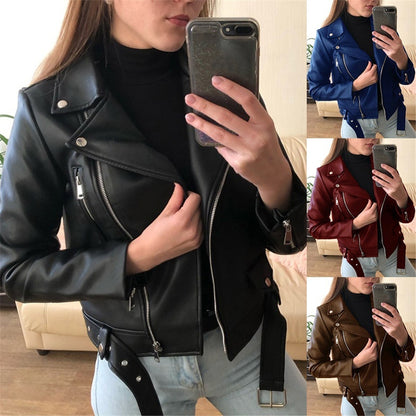 Women Vintage Faux Leather Jacket